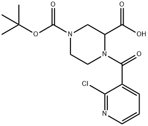 4-(2-Chloro-pyridine-3-carbonyl)-piperazine-1,3-dicarboxylic acid 1-tert-butyl ester Struktur