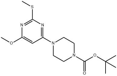 4-(6-Methoxy-2-Methylsulfanyl-pyriMidin-4-yl)-piperazine-1-carboxylic acid tert-butyl ester Struktur