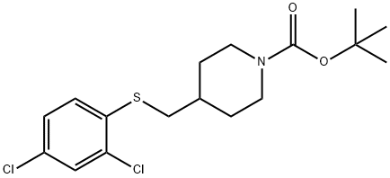 4-(2,4-Dichloro-phenylsulfanylmethyl)-piperidine-1-carboxylic acid tert-butyl ester Struktur