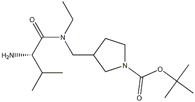 3-{[((S)-2-AMino-3-Methyl-butyryl)-ethyl-aMino]-Methyl}-pyrrolidine-1-carboxylic acid tert-butyl ester Struktur