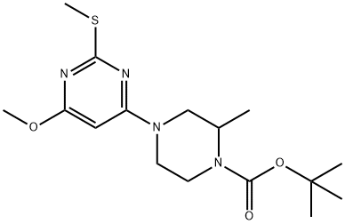 4-(6-Methoxy-2-Methylsulfanyl-pyriMidin-4-yl)-2-Methyl-piperazine-1-carboxylic acid tert-butyl ester Struktur