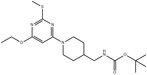 [1-(6-Ethoxy-2-Methylsulfanyl-pyriMidin-4-yl)-piperidin-4-ylMethyl]-carbaMic acid tert-butyl ester Struktur