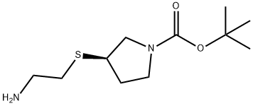 (R)-3-(2-AMino-ethylsulfanyl)-pyrrolidine-1-carboxylic acid tert-butyl ester Struktur