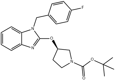 (R)-3-[1-(4-Fluoro-benzyl)-1H-benzoiMidazol-2-yloxy]-pyrrolidine-1-carboxylic acid tert-butyl ester Struktur