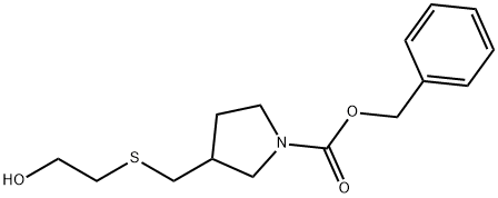 3-(2-Hydroxy-ethylsulfanylMethyl)-pyrrolidine-1-carboxylic acid benzyl ester Struktur