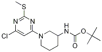 [1-(6-Chloro-2-methylsulfanyl-pyrimidin-4-yl)-piperidin-3-yl]-carbamic acid tert-butyl ester Struktur