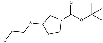 3-(2-Hydroxy-ethylsulfanyl)-pyrrolidine-1-carboxylic acid tert-butyl ester Struktur