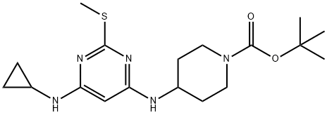 4-(6-CyclopropylaMino-2-Methylsulfanyl-pyriMidin-4-ylaMino)-piperidine-1-carboxylic acid tert-butyl ester Struktur