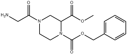 4-(2-AMino-acetyl)-piperazine-1,2-dicarboxylic acid 1-benzyl ester 2-Methyl ester Struktur