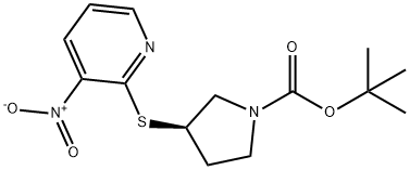 (R)-3-(3-Nitro-pyridin-2-ylsulfanyl
)-pyrrolidine-1-carboxylic acid ter
t-butyl ester Struktur