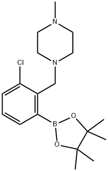 1-{[2-chloro-6-(tetramethyl-1,3,2-dioxaborolan-2-yl)phenyl]methyl}-4-methylpiperazine Struktur