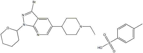 3-broMo-5-(1-ethylpiperidin-4-yl)-1-(tetrahydro-2H-pyran-2-yl)-1H-pyrazolo[3,4-b]pyridine 4-Methylbenzenesulfonate Struktur