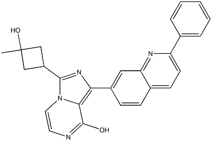 3-((1s,3s)-3-hydroxy-3-Methylcyclobutyl)-1-(2-phenylquinolin-7-yl)iMidazo[1,5-a]pyrazin-8-ol Struktur