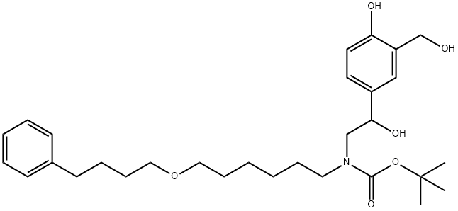 tert-butyl 2-hydroxy-2-(4-hydroxy-3-(hydroxyMethyl)phenyl)ethyl(6-(4-phenylbutoxy)hexyl)carbaMate Struktur