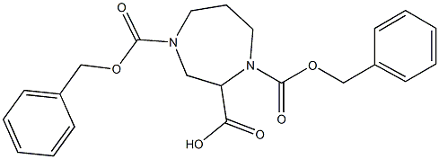 1,4-bis(benzyloxycarbonyl)-1,4-diazepane-2-carboxylic acid Struktur