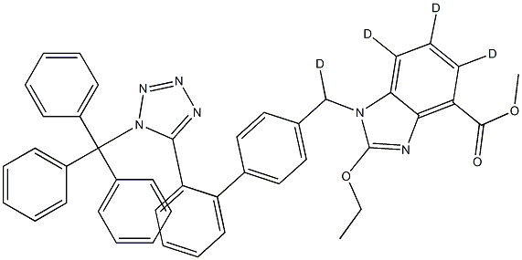 2-Ethoxy-1-[[2'-[1-(triphenylMethyl)-1H-tetrazol-5-yl][1,1'-biphenyl]-4-yl]Methyl]-1H-benziMidazole-4-carboxylic Acid Methyl Ester-d4 Struktur