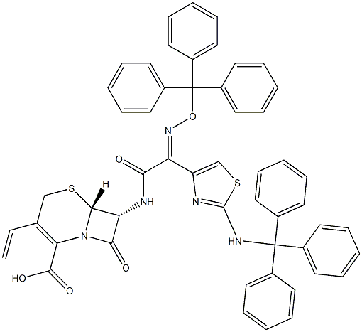 (6R,7R)-3-Ethenyl-8-oxo-7-[[(2E)-2-[(triphenylMethoxy)iMino]-2-[2-[(triphenylMethyl)aMino]-4-thiazolyl]acetyl]aMino]-5-thia-1-azabicyclo[4.2.0]oct-2-ene-2-carboxylic Acid Struktur