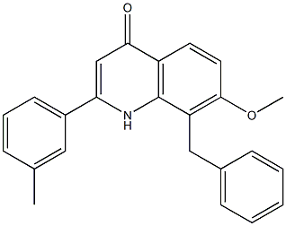 8-benzyl-7-Methoxy-2-(M-tolyl)quinolin-4(1H)-one Struktur