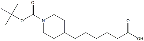 4-(5-Carboxy-pentyl)-piperidine-1-carboxylic acid tert-butyl ester Struktur