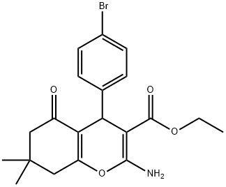 ethyl 2-amino-4-(4-bromophenyl)-7,7-dimethyl-5-oxo-5,6,7,8-tetrahydro-4H-chromene-3-carboxylate Struktur