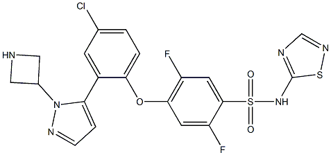 4-(2-(1-(azetidin-3-yl)-1H-pyrazol-5-yl)-4-chlorophenoxy)-2,5-difluoro-N-(1,2,4-thiadiazol-5-yl)benzenesulfonaMide Struktur