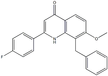 8-benzyl-2-(4-fluorophenyl)-7-Methoxyquinolin-4(1H)-one Struktur