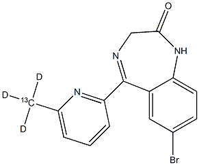 7-BroMo-1,3-dihydro-5-[6-(Methyl-13C,d3)-2-pyridinyl]-2H-1,4-benzodiazepin-2-one Struktur