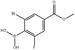 2-Bromo-6-fluoro-4-(methoxycarbonyl)phenylboronic acid Struktur