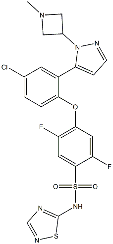 4-(4-chloro-2-(1-(1-Methylazetidin-3-yl)-1H-pyrazol-5-yl)phenoxy)-2,5-difluoro-N-(1,2,4-thiadiazol-5-yl)benzenesulfonaMide Struktur