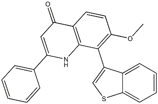 8-(benzo[b]thiophen-3-yl)-7-Methoxy-2-phenylquinolin-4(1H)-one Struktur