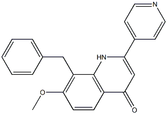 8-benzyl-7-Methoxy-2-(pyridin-4-yl)quinolin-4(1H)-one Struktur