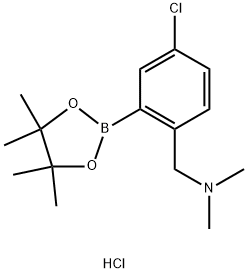 {[4-Chloro-2-(tetramethyl-1,3,2-dioxaborolan-2-yl)phenyl]methyl}dimethylamine HCL Struktur