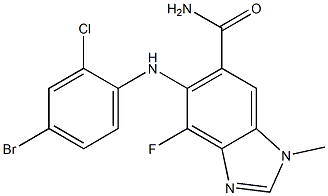 5-(4-broMo-2-chlorophenylaMino)-4-fluoro-1-Methyl-1H-benzo[d]iMidazole-6-carboxaMide Struktur