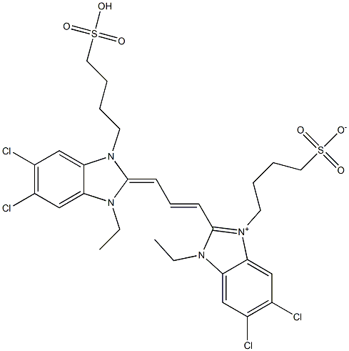 5,6-Dichloro-2-[3-[5,6-dichloro-1-ethyl-3-(4-sulfobutyl)-benzimidazol-2-ylidene]propenyl]-1-ethyl-3-(4-sulfobutyl)-benzimidazolium hydroxide, inner salt Struktur