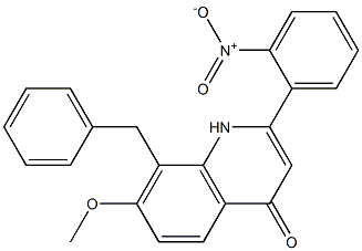 8-benzyl-7-Methoxy-2-(2-nitrophenyl)quinolin-4(1H)-one Struktur