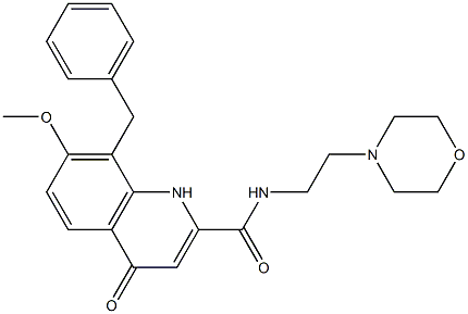 8-benzyl-7-Methoxy-N-(2-Morpholinoethyl)-4-oxo-1,4-dihydroquinoline-2-carboxaMide Struktur