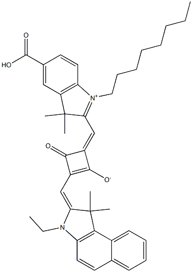 ( E )-4-((5-carboxy-3,3-diMethyl-1-octyl-3H-indoliuM-2-yl)Methylene)-2-((E )-(3-ethyl-1,1-diMethyl-1H-benzo[e]indol-2(3H)-ylidene)Methyl)-3-oxocyclobut-1-enolate Struktur