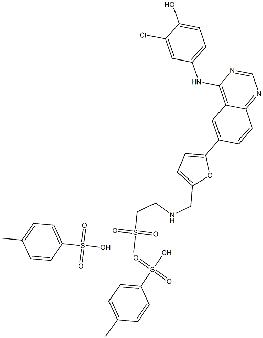 2-Chloro-4-[[6-[5-[[[2-(Methylsulfonyl)ethyl]aMino]Methyl]-2-furanyl]-4-quinazolinyl]aMino]phenol Ditosylate Struktur