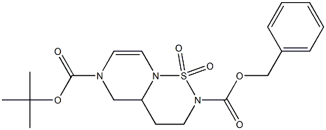 2-benzyl 6-tert-butyl hexahydropyrazino[1,2-b][1,2,6]thiadiazine-2,6-dicarboxylate 1,1-dioxide Struktur