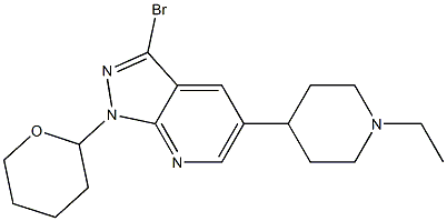 3-broMo-5-(1-ethylpiperidin-4-yl)-1-(tetrahydro-2H-pyran-2-yl)-1H-pyrazolo[3,4-b]pyridine Struktur