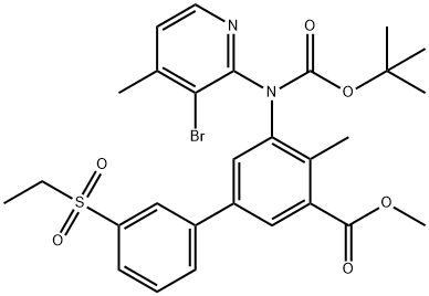 Methyl 5-((3-broMo-4-Methylpyridin-2-yl)(tert-butoxycarbonyl)aMino)-3'-(ethylsulfonyl)-4-Methylbiphenyl-3-carboxylate Struktur