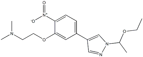 2-(5-(1-(1-ethoxyethyl)-1H-pyrazol-4-yl)-2-nitrophenoxy)-N,N-diMethylethanaMine Struktur