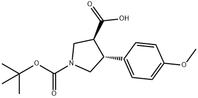 (3S,4R)-1-(tert-butoxycarbonyl)-4-(4-methoxyphenyl)pyrrolidine-3-carboxylicacid Struktur