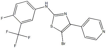 5-broMo-N-(4-fluoro-3-(trifluoroMethyl)phenyl)-4-(pyridin-4-yl)thiazol-2-aMine Struktur