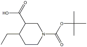 1-Boc-4-ethyl-5-piperidinecarboxylic acid Struktur