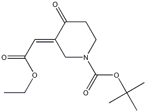 (E)-Tert-butyl 3-(2-ethoxy-2-oxoethylidene)-4-oxopiperidine-1-carboxylate Struktur