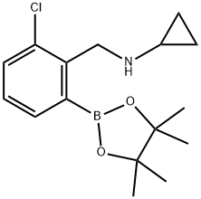 N-{[2-chloro-6-(tetramethyl-1,3,2-dioxaborolan-2-yl)phenyl]methyl}cyclopropanamine Struktur