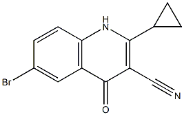 6-broMo-2-cyclopropyl-4-oxo-1,4-dihydroquinoline-3-carbonitrile Struktur