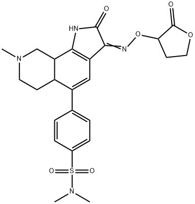 (Z)-N,N-diMethyl-4-(8-Methyl-2-oxo-3-(2-oxotetrahydrofuran-3-yloxyiMino)-2,3,5a,6,7,8,9,9a-octahydro-1H-pyrrolo[3,2-h]isoquinolin-5-yl)benzenesulfonaMide Struktur