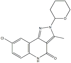 8-chloro-3-Methyl-2-(tetrahydro-2H-pyran-2-yl)-2H-pyrazolo[4,3-c]quinolin-4(5H)-one Struktur